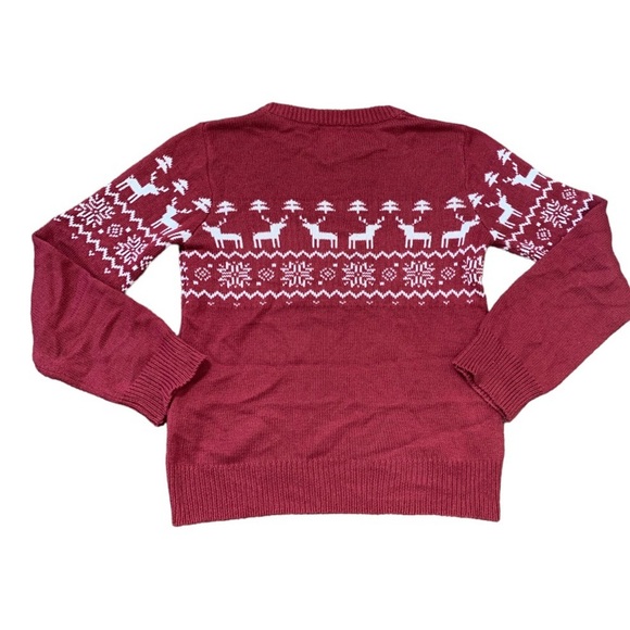JOE FRESH Fair Isle Christmas Sweater With Long Sleeves Burgundy Red Boy 10-12Y - Picture 6 of 9